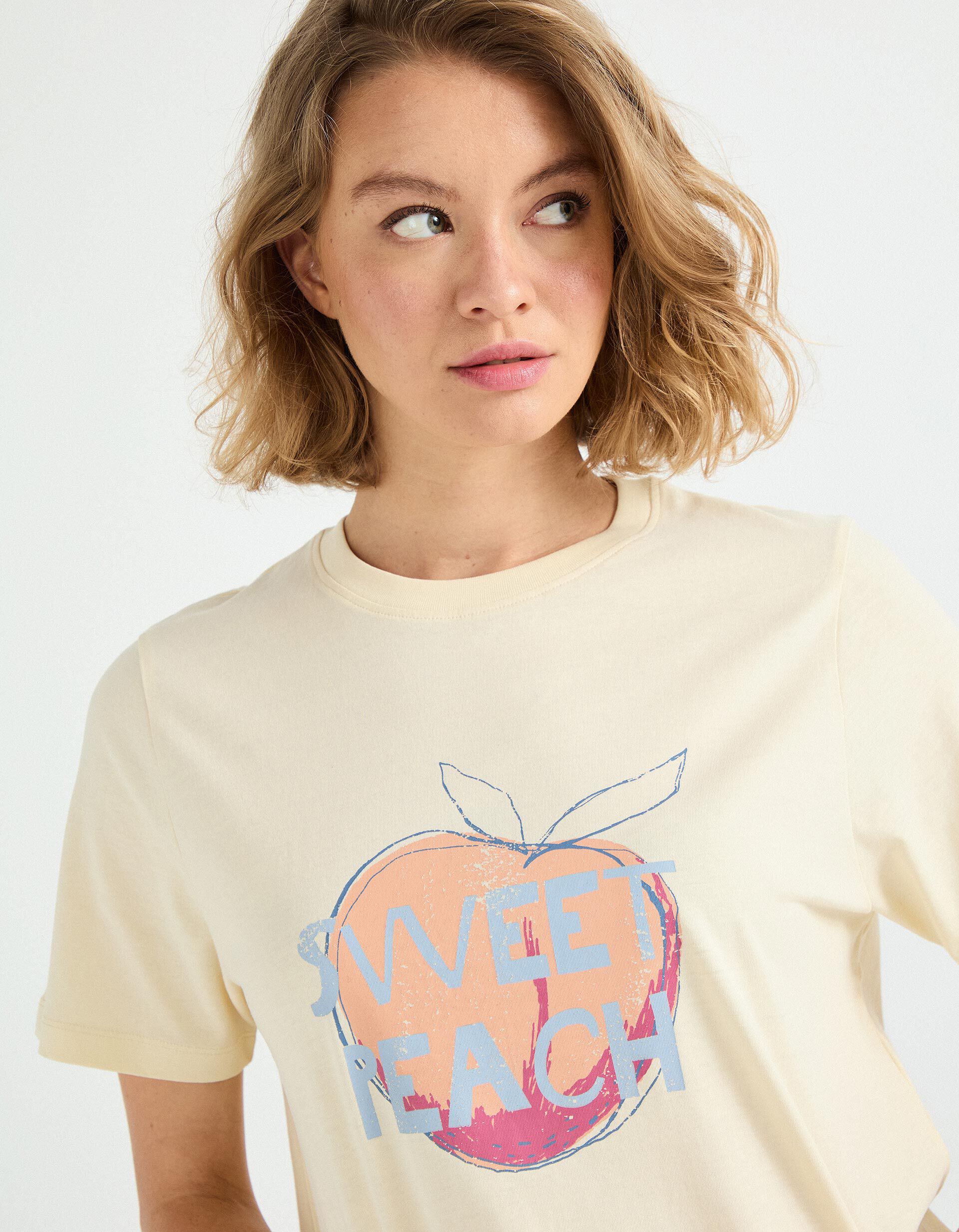 Comprar Online T-shirt Print, Mulher, Amarelo Claro