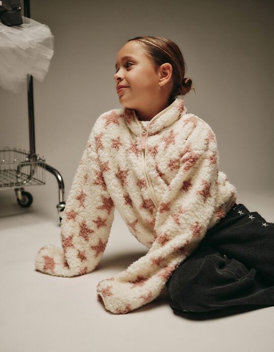 Comprar Online Casaco Sherpa, Menina, Bege Claro 