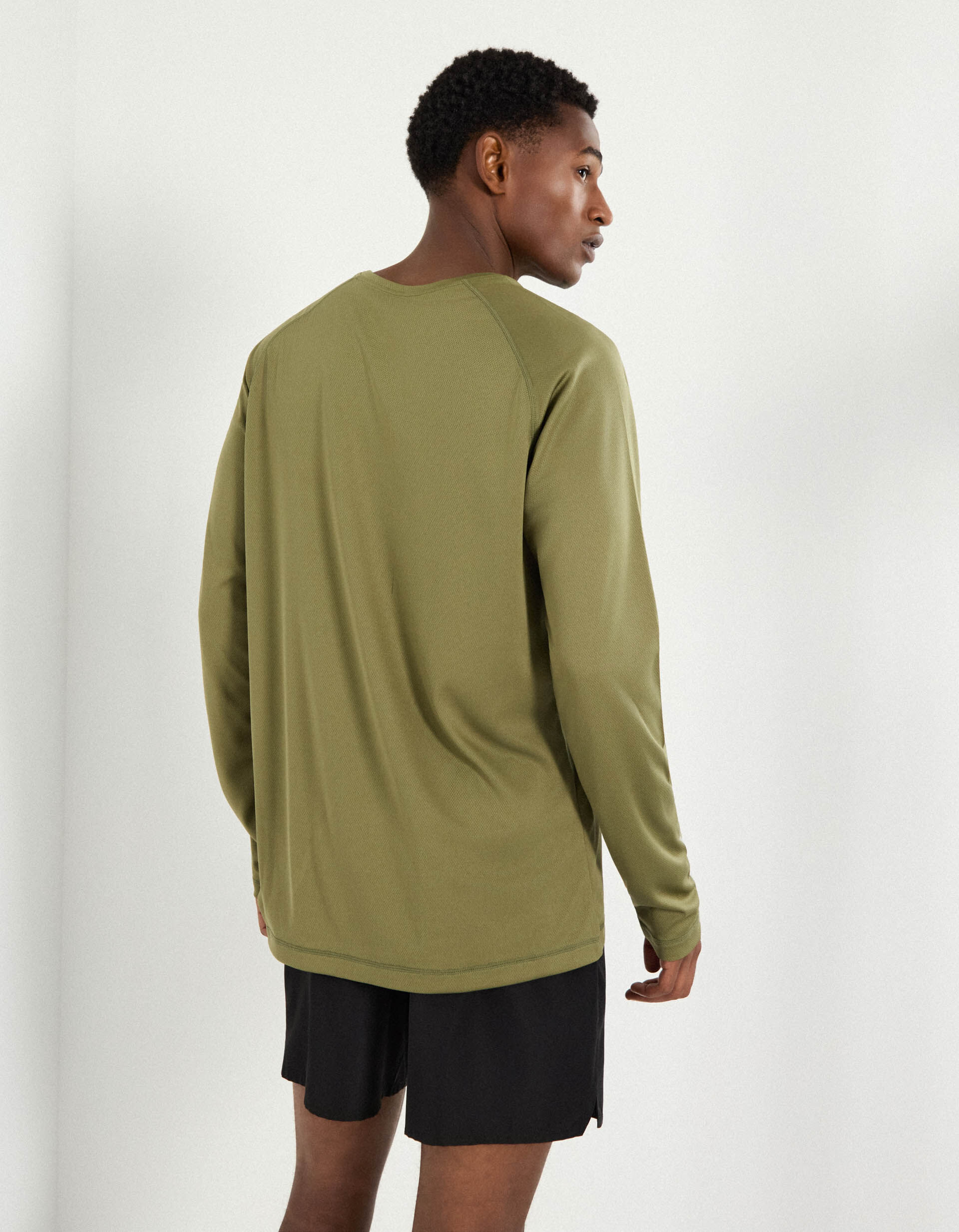 Comprar Online T-shirt Manga Comprida de Desporto, Homem, Verde Escuro