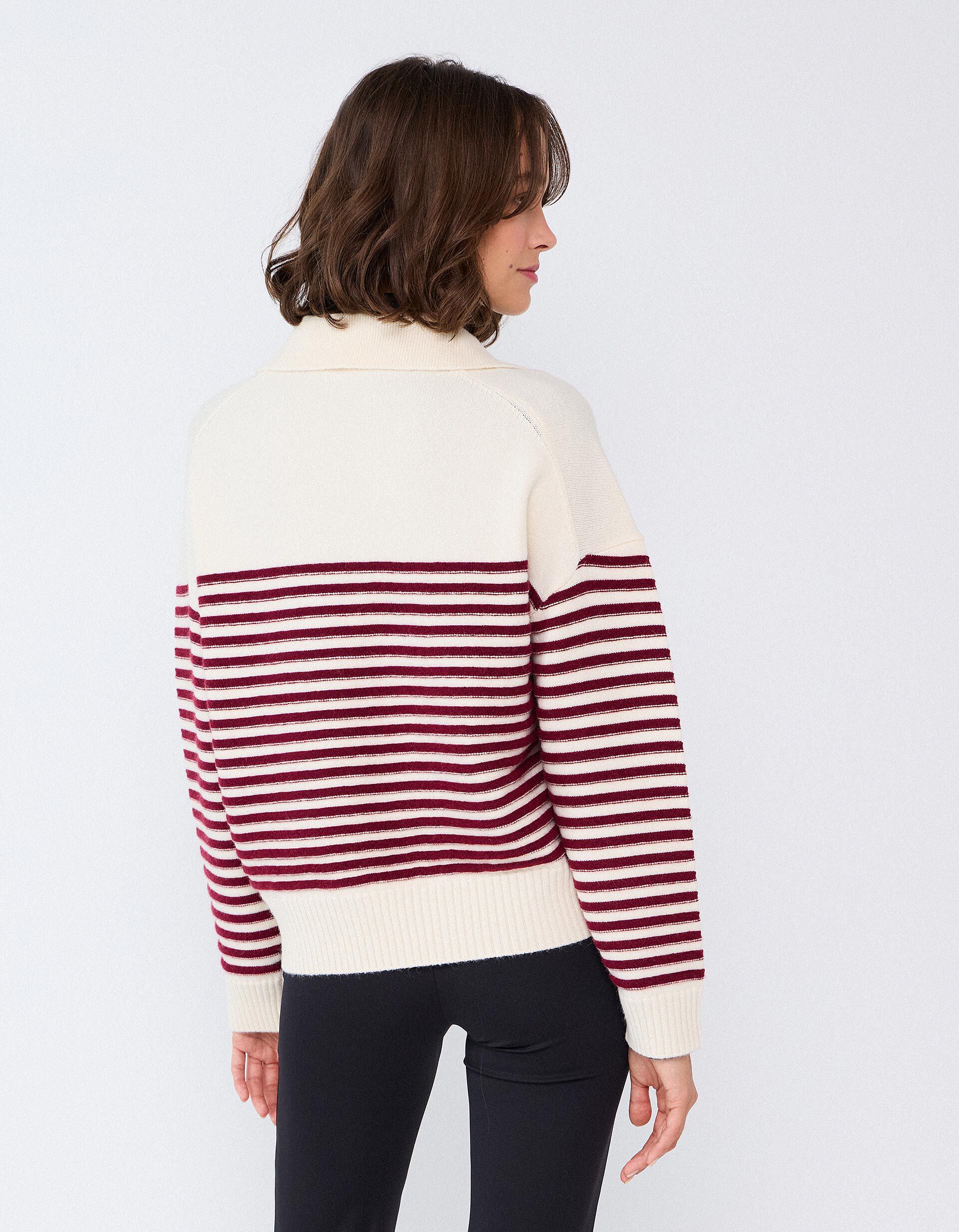 Comprar Online Camisola De Malha &Agrave;s Riscas, Mulher, Vermelho Escuro