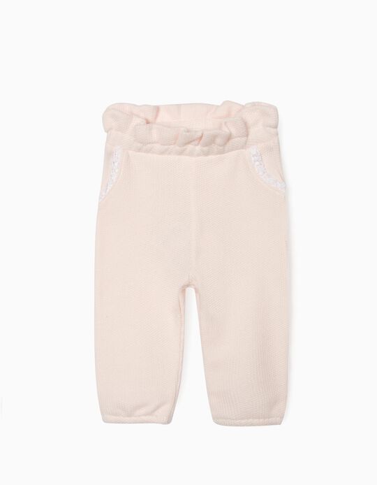 Textured Trousers for Newborn Baby Girls, Pink