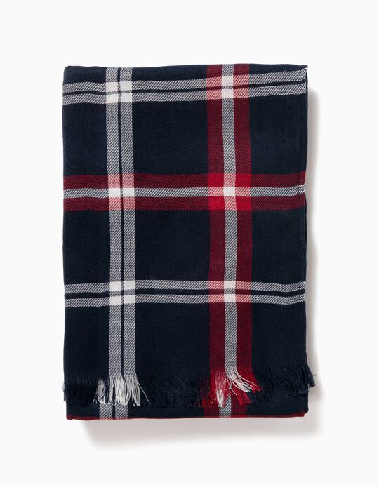 Len&ccedil;o Tartan Azul e Vermelho