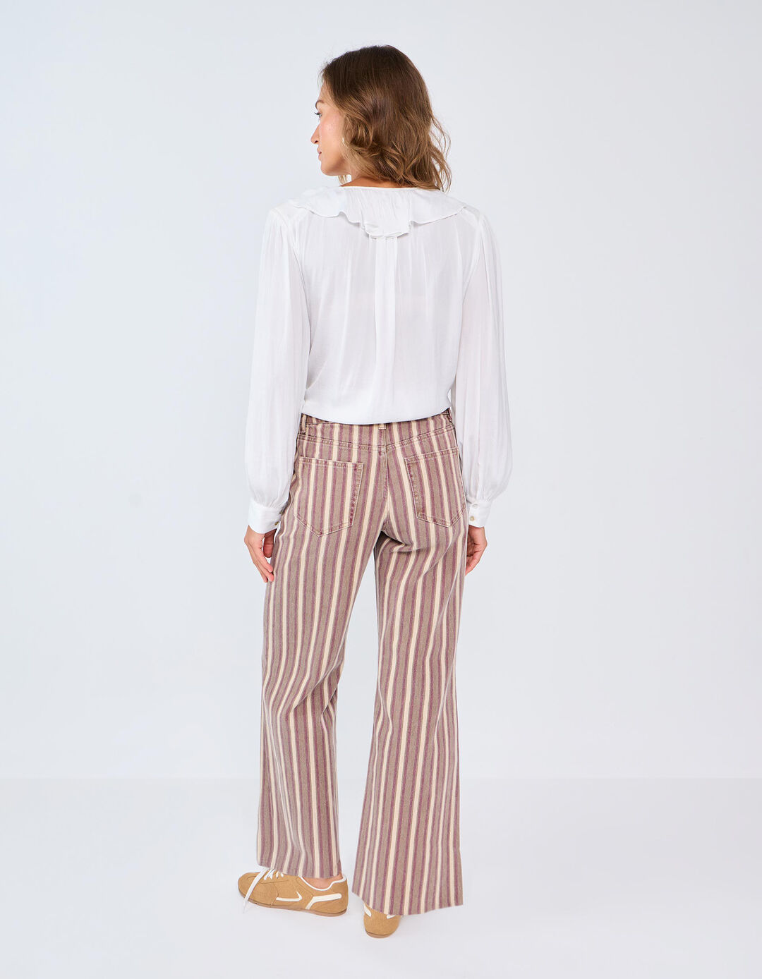 Cal&ccedil;as De Ganga Wide Leg &Agrave;s Riscas, Mulher, Rosa