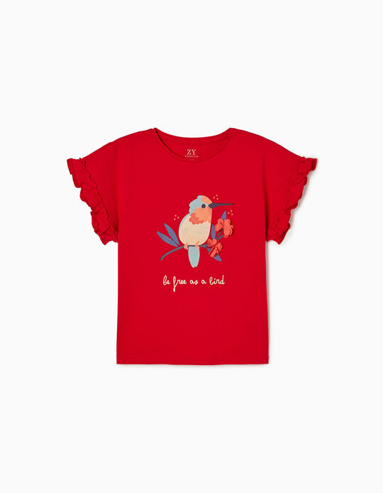 T-Shirt for Girls 'Free as a Bird', Red