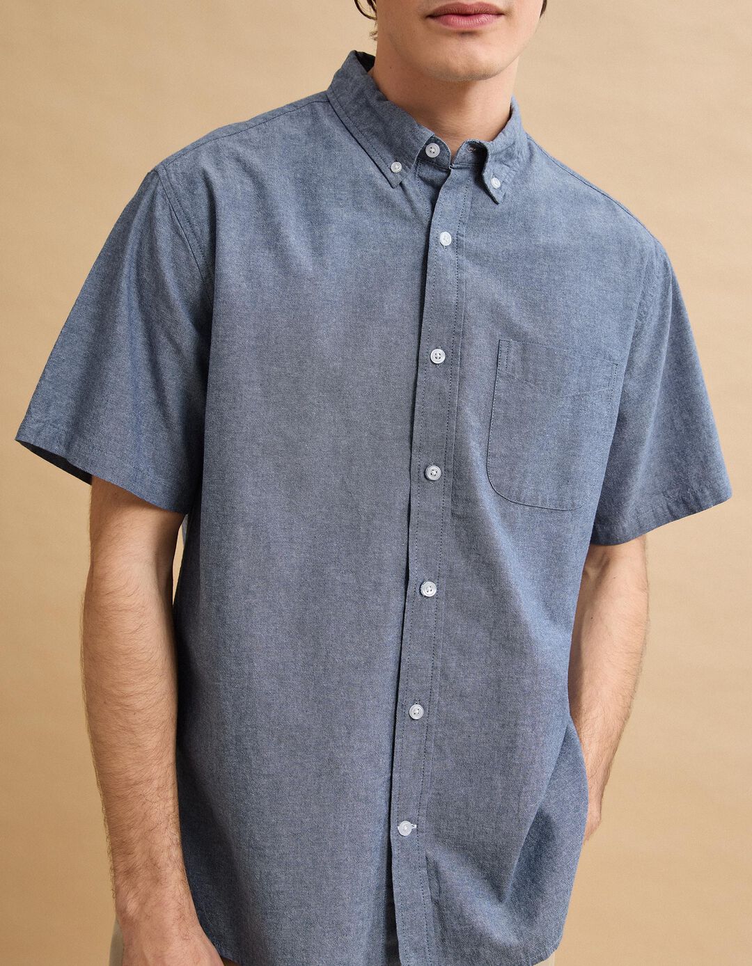 Camisa Manga Curta, Homem, Azul