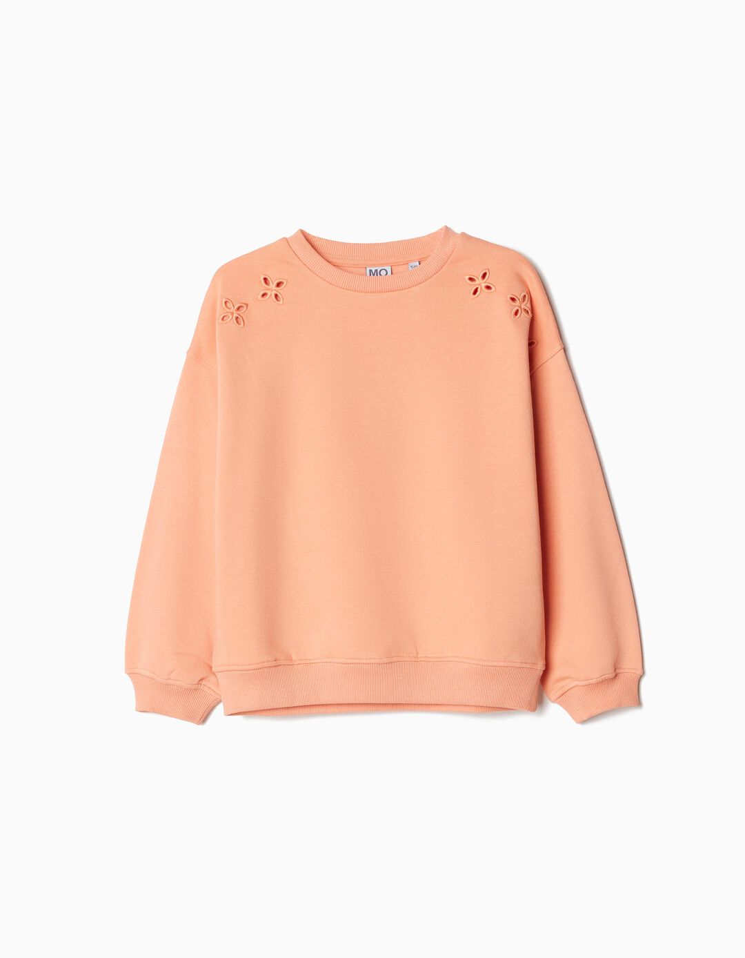 Embroidered Plush Sweatshirt, Girl, Light Orange