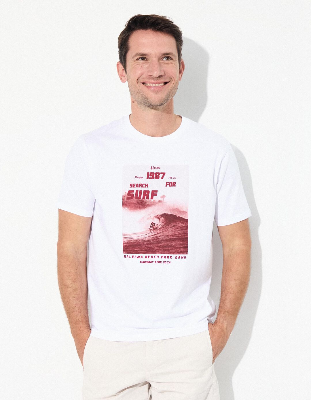 T-shirt Jersey Estampado, Homem, Branco 