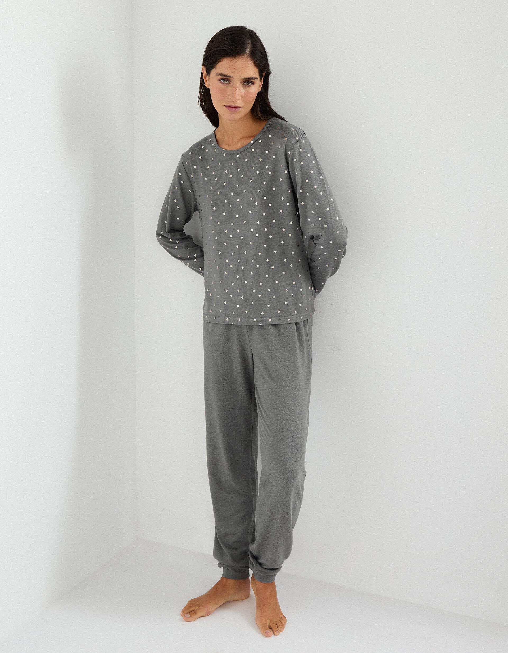 Comprar Online Pijama com Estampado Metalizado, Mulher, Cinzento Escuro