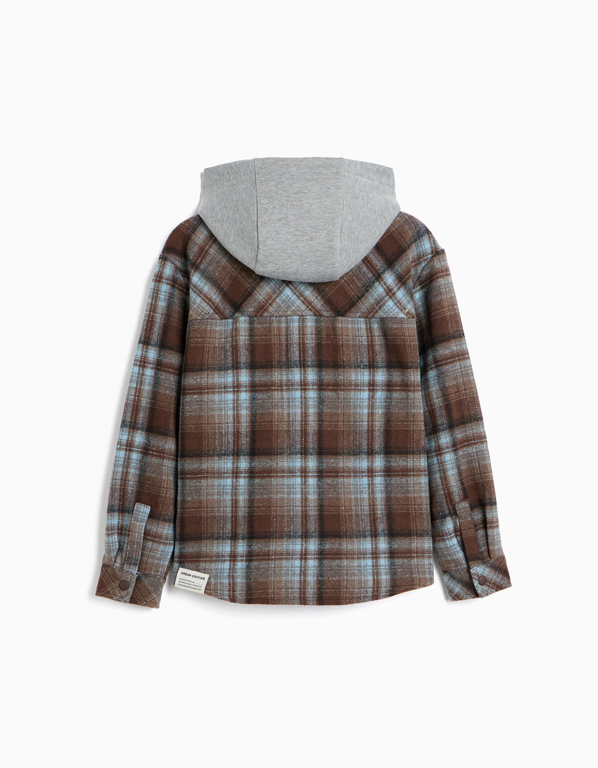 Comprar Online Camisa Xadrez Com Capuz, Menino, Castanho