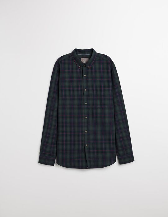 Comprar Online Camisa de Xadrez, Homem, Verde Escuro