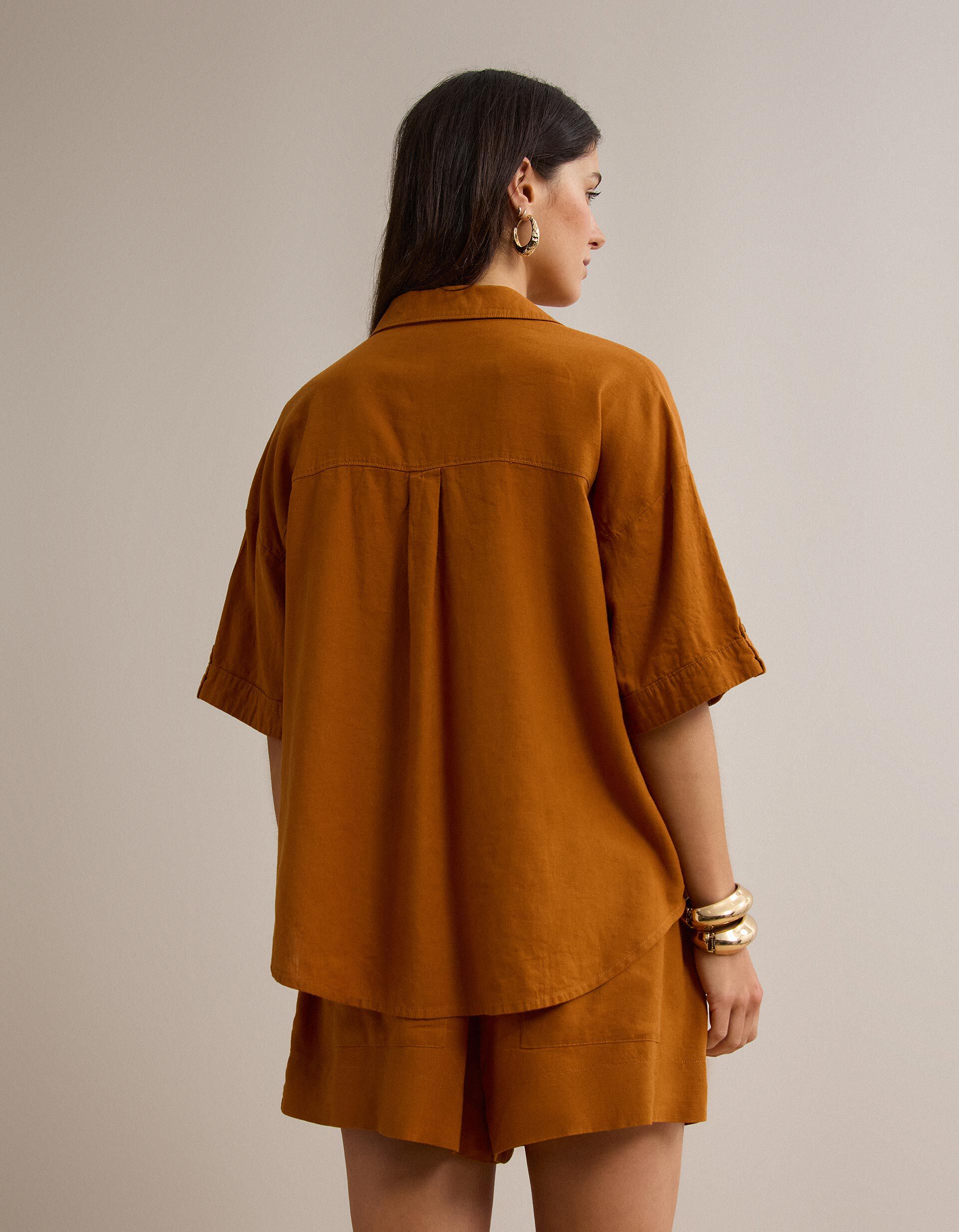 Comprar Online Blusa com linho, Mulher, Castanho Claro 