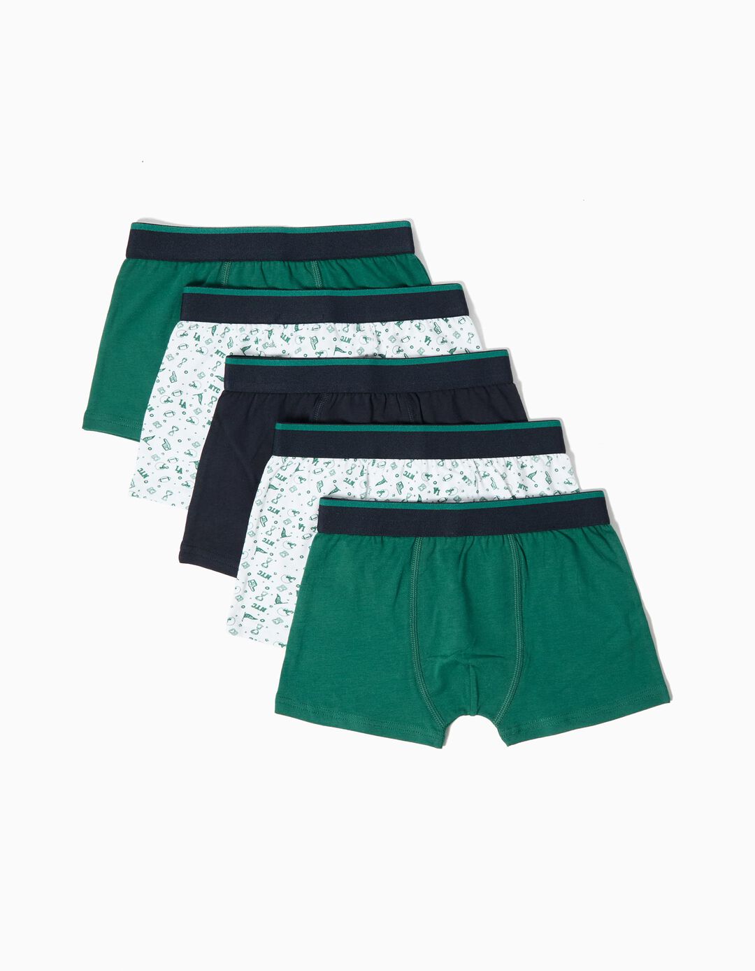 Pack 5 Boxers, Menino, Verde