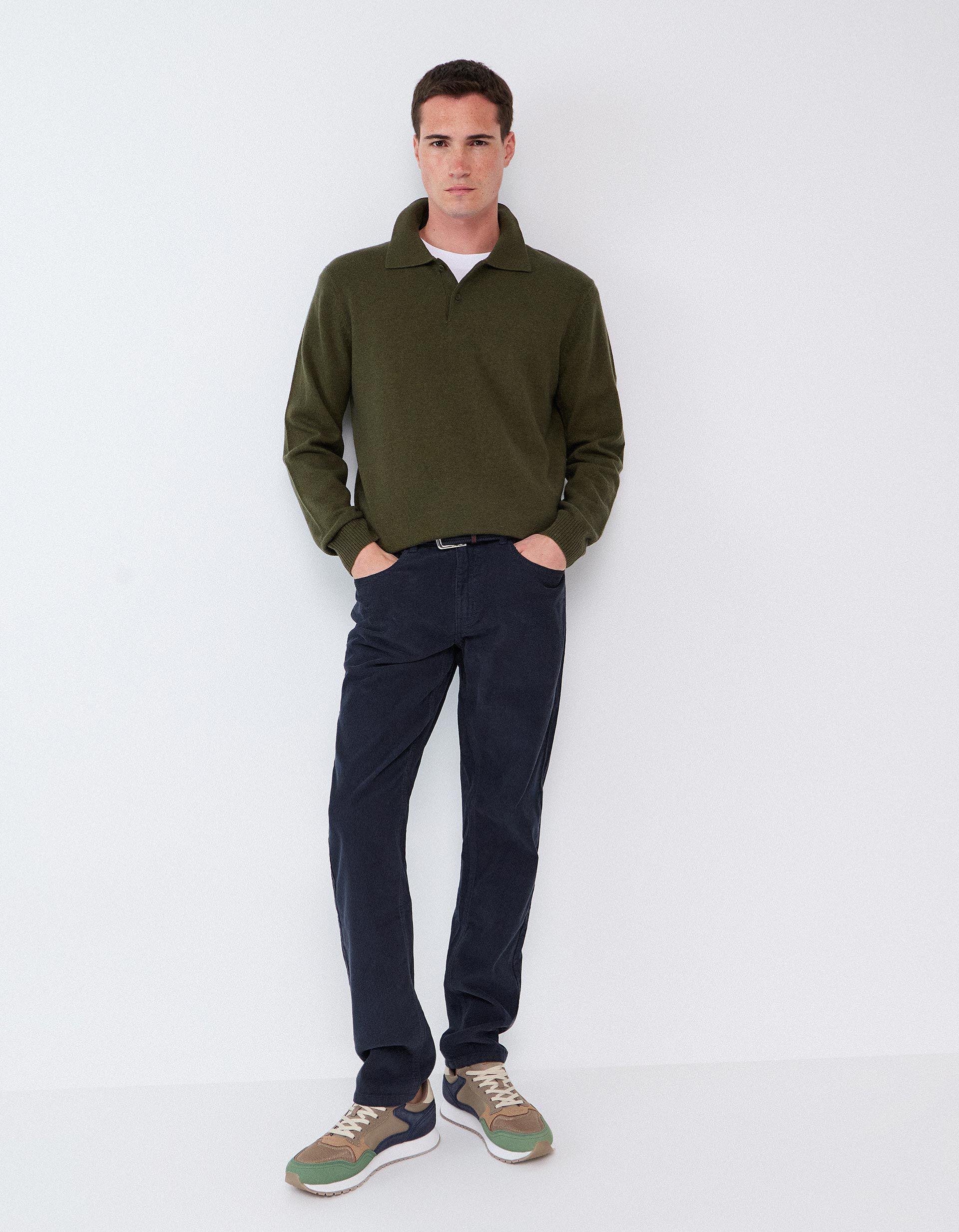 Comprar Online Polo Com Mistura De L&atilde;, Homem, Verde Escuro