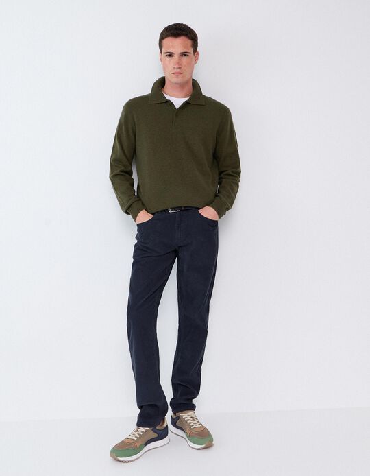 Comprar Online Polo Com Mistura De L&atilde;, Homem, Verde Escuro
