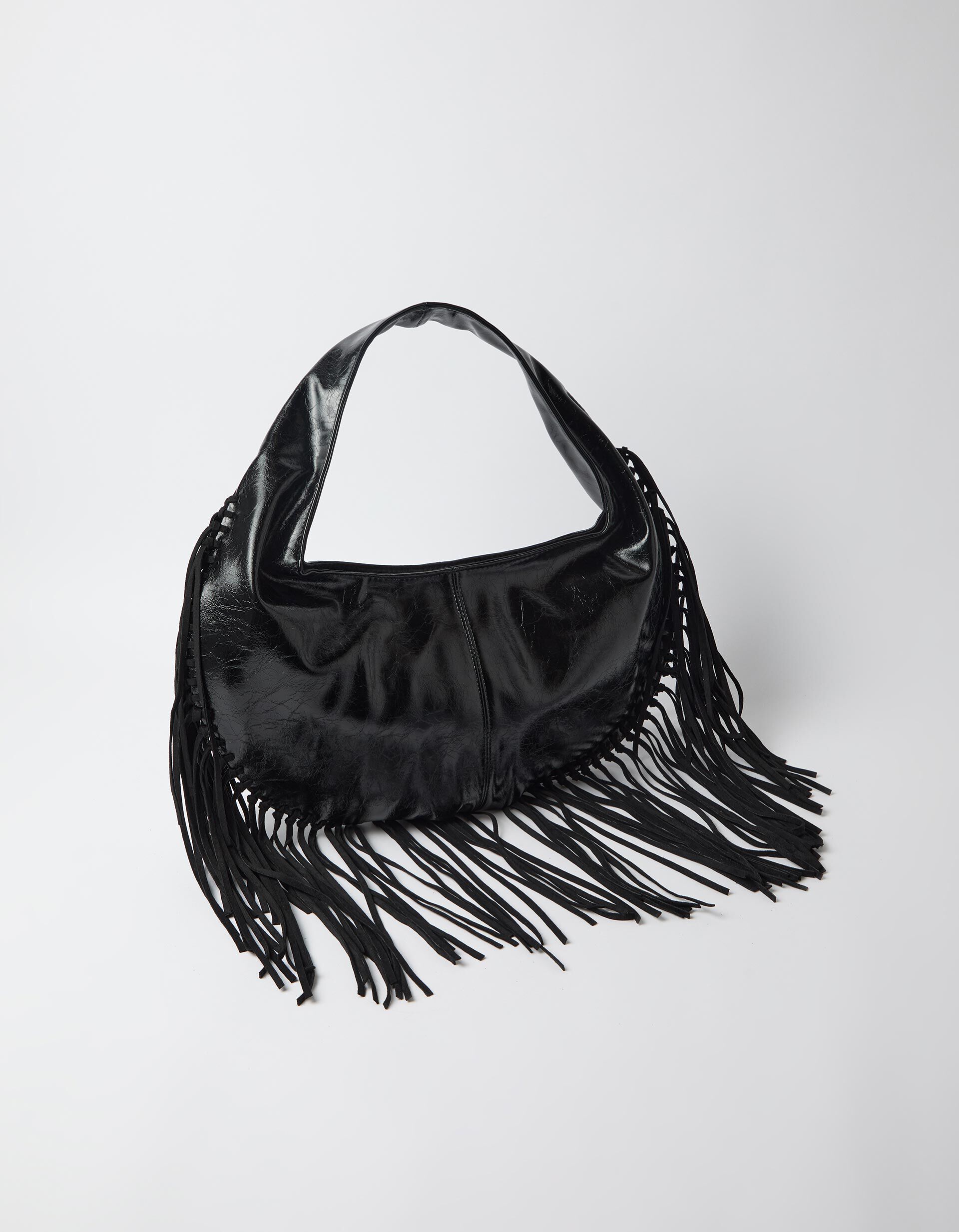 Comprar Online Mala De Ombro Com Franjas, Mulher, Preto