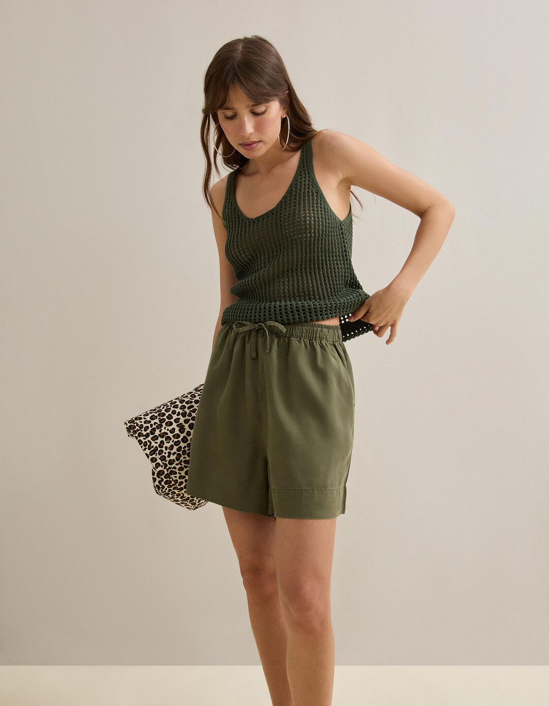 Top de Malha Crochet, Mulher, Verde