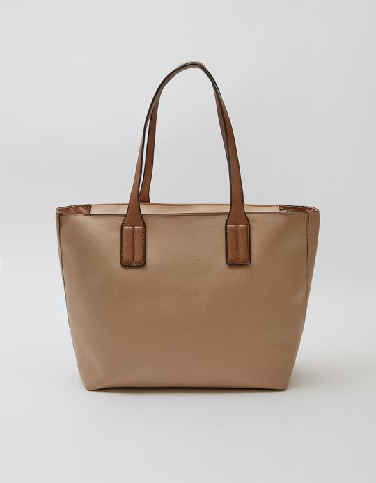 Leather-Effect Shopper Bag, Beige