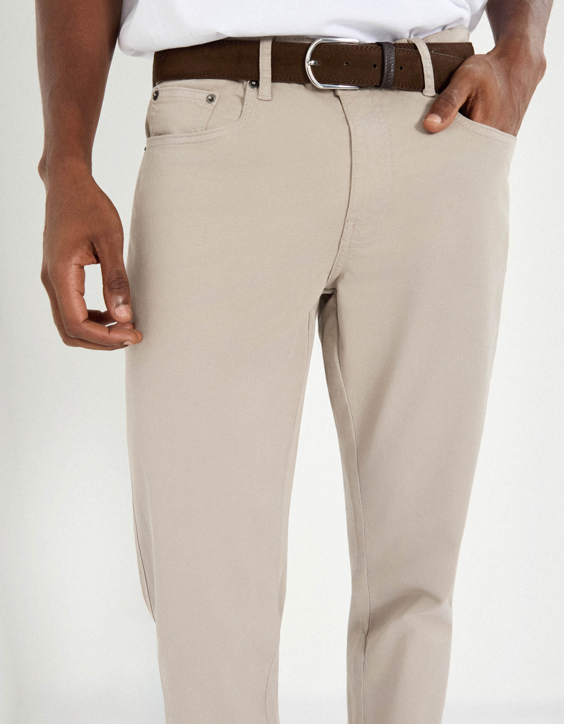 Comprar Online Cal&ccedil;as 'Slim Fit', Homem, Bege Claro