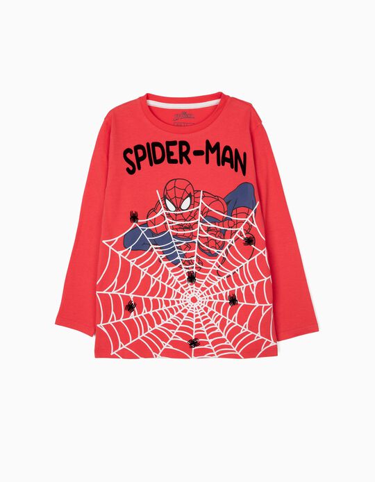T-shirt Manga Comprida para Menino 'Spider-Man', Vermelha