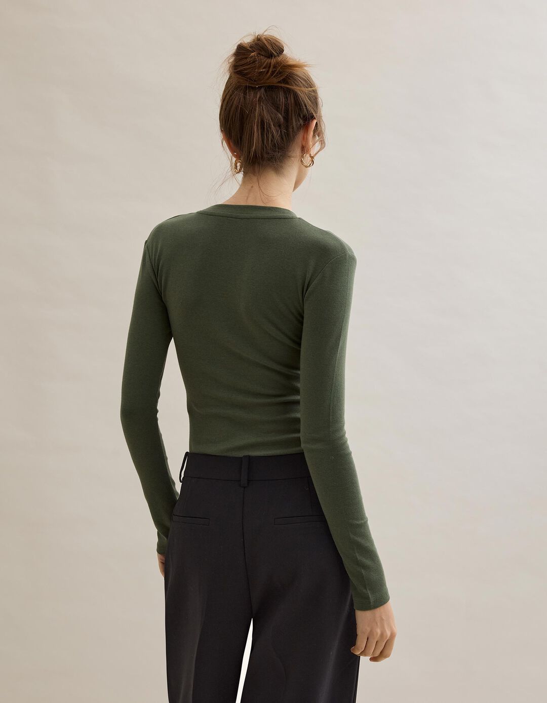 Body de Manga Comprida, Mulher, Verde Escuro