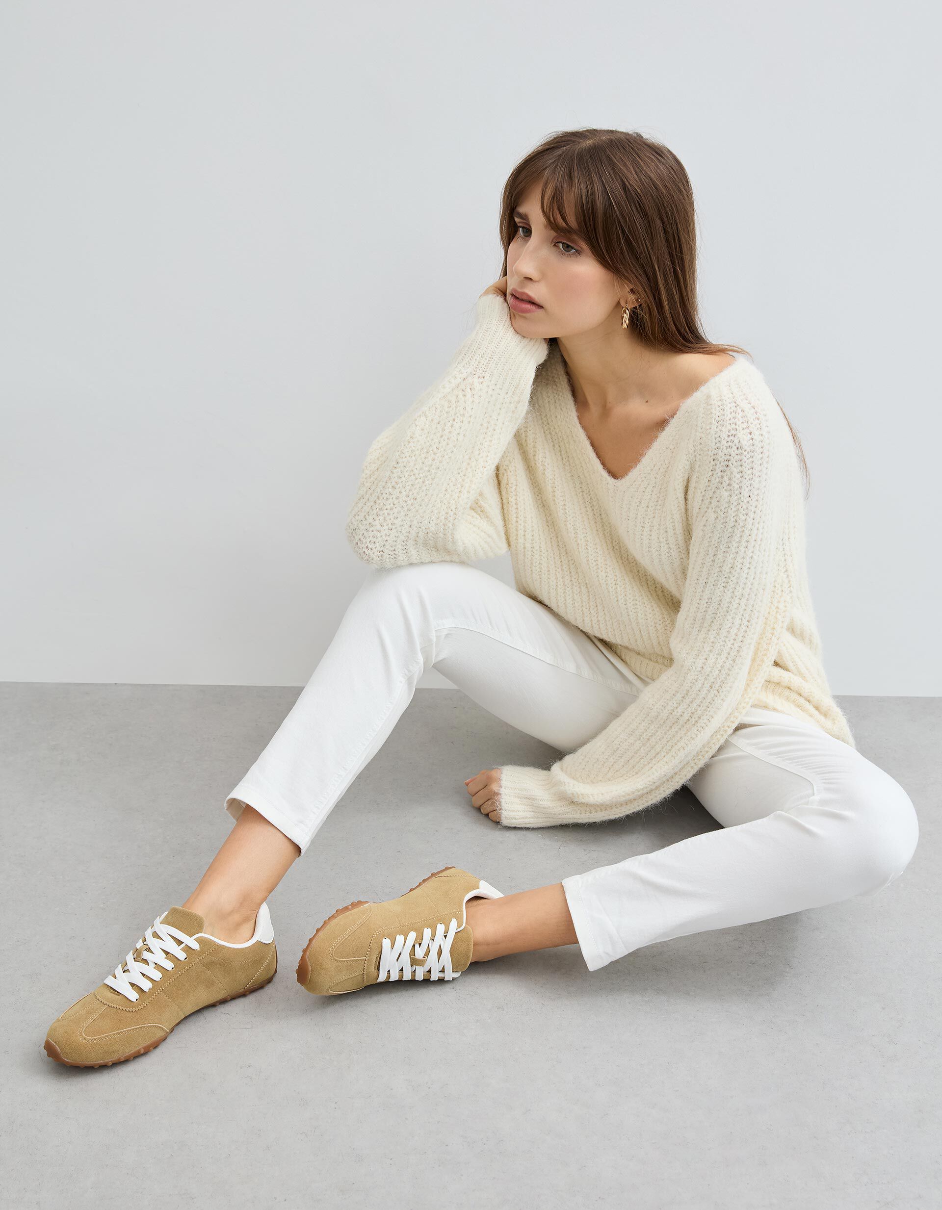 Sapatilhas Retro, Mulher, Bege 