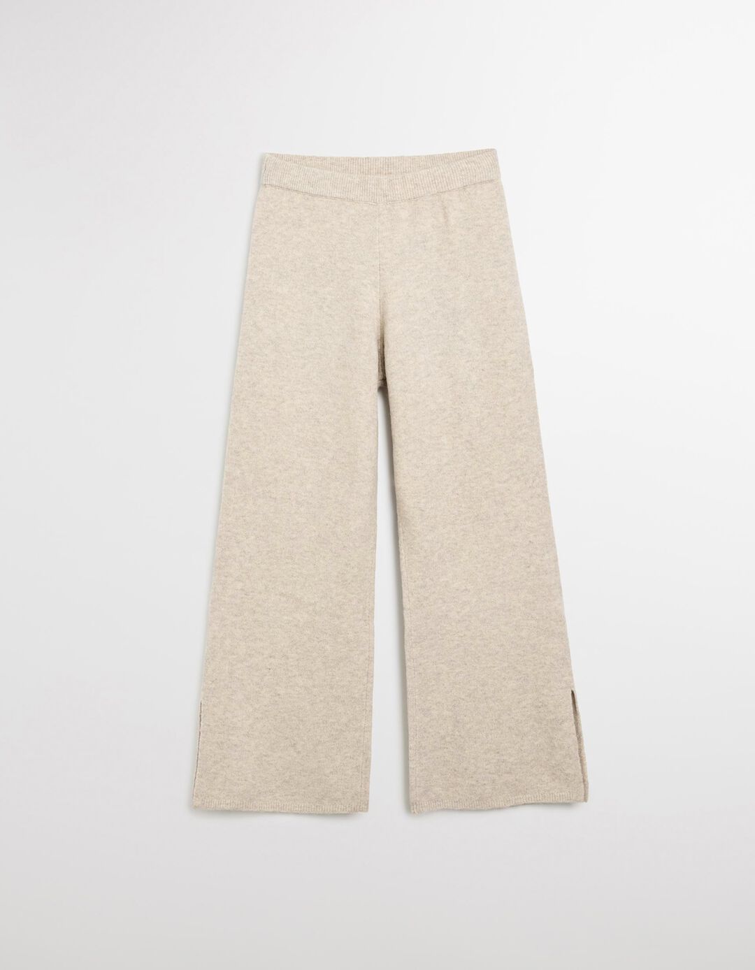 Calças de Malha com Lã, Mulher, Bege Claro