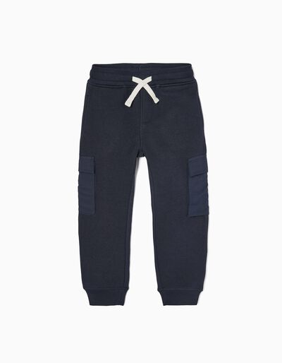 Cotton Joggers with Cargo Pockets for Boys, Dark Blue