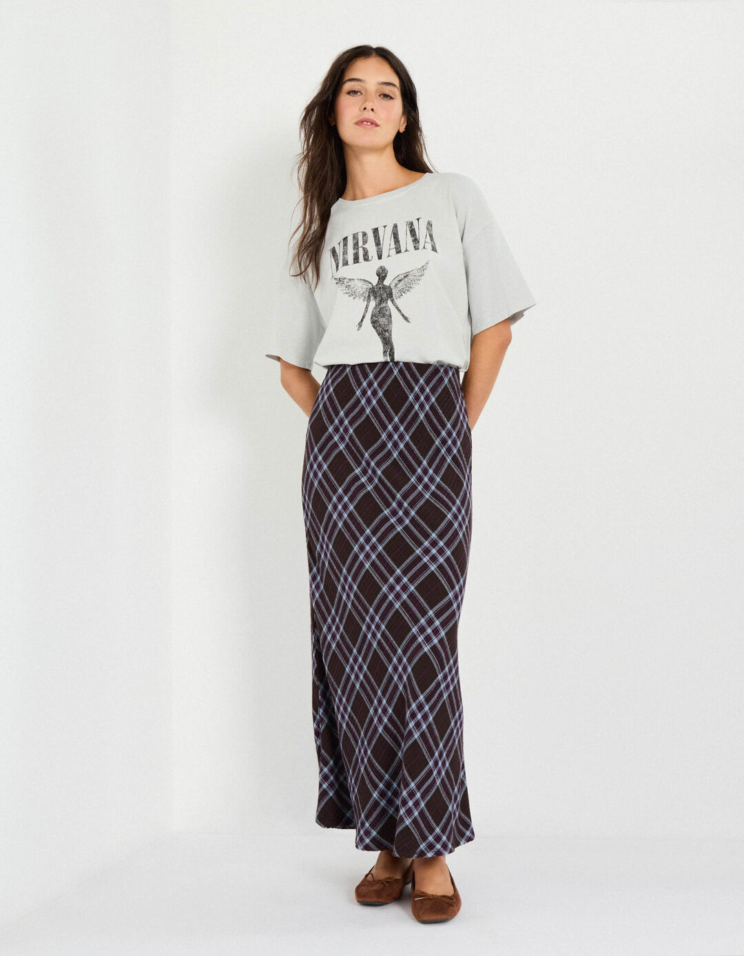 T-shirt 'Nirvana', Mulher, Cinzento Claro