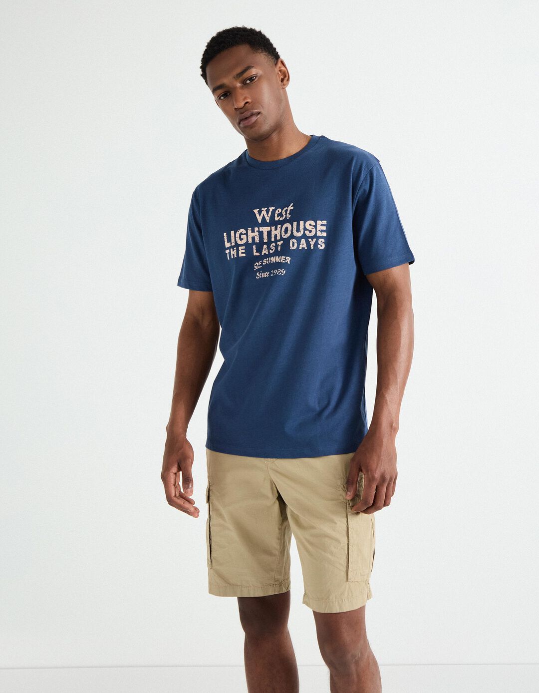 T-shirt Print, Homem, Azul Escuro