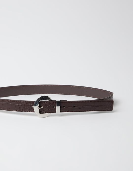 Comprar Online Cinto Efeito Crocodilo, Mulher, Castanho
