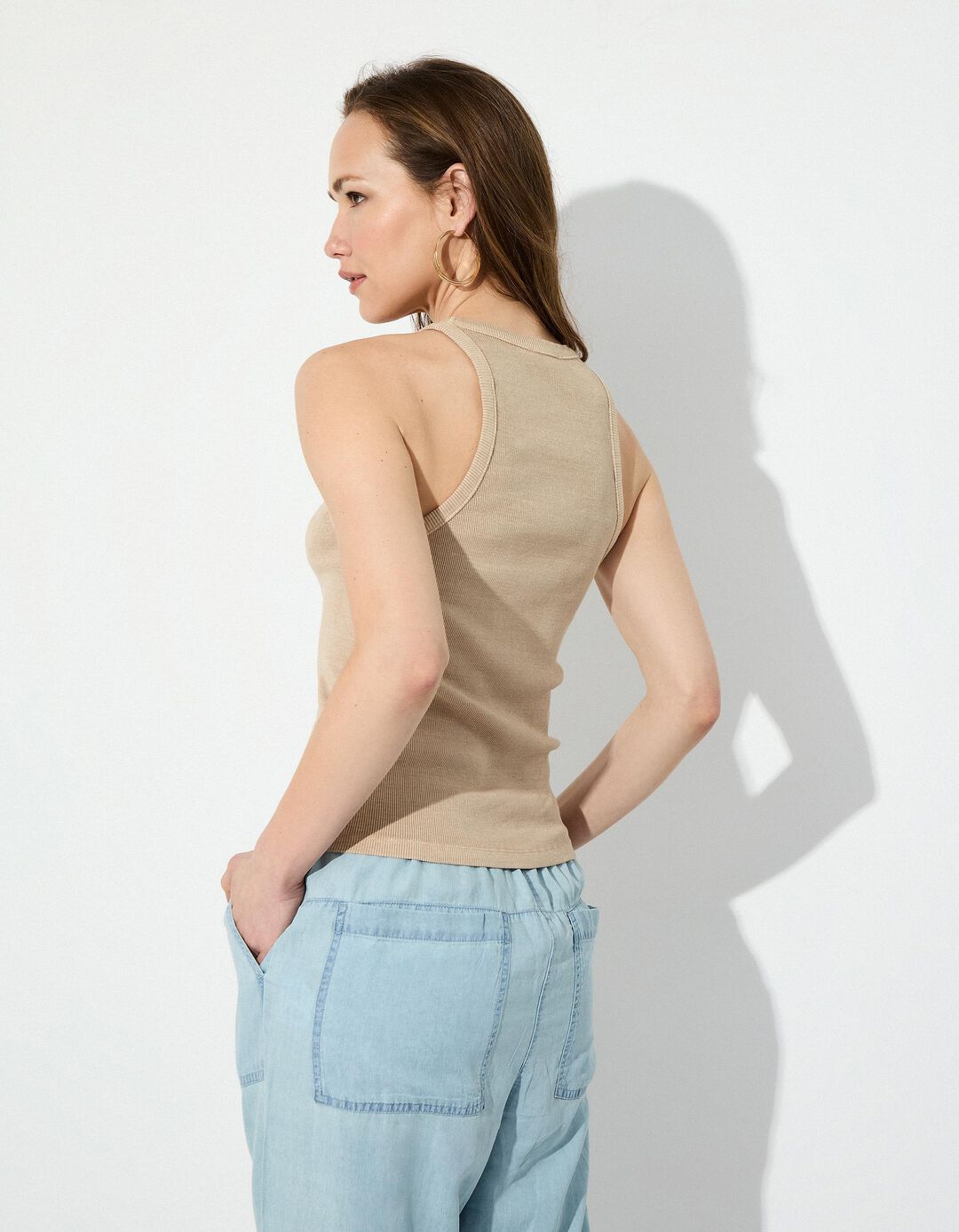 Tank Top, Mulher, Bege