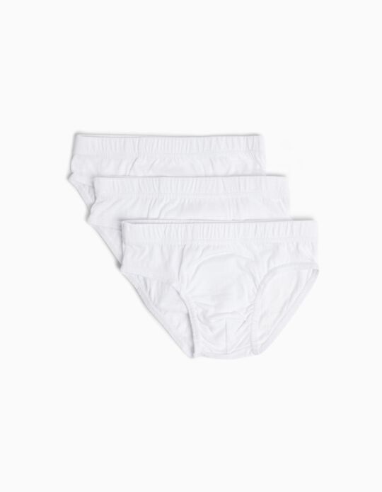 Comprar Online Pack 3 Plain Underpants, Boy, White
