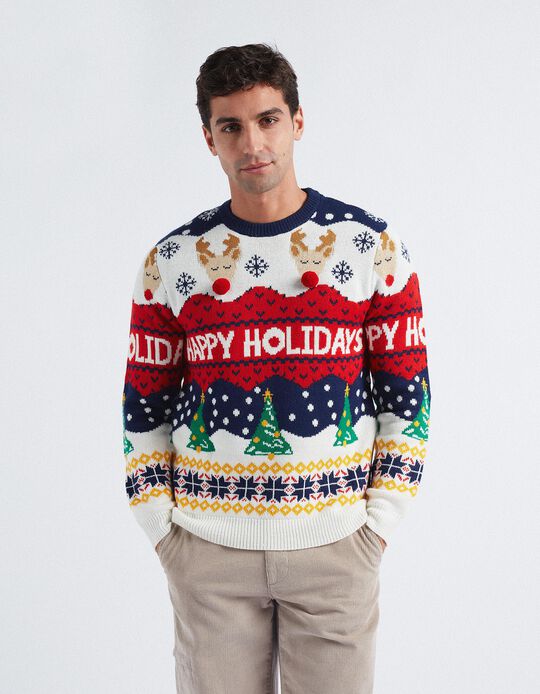 Knitted 'Christmas' Jumper, Men, Multicolour