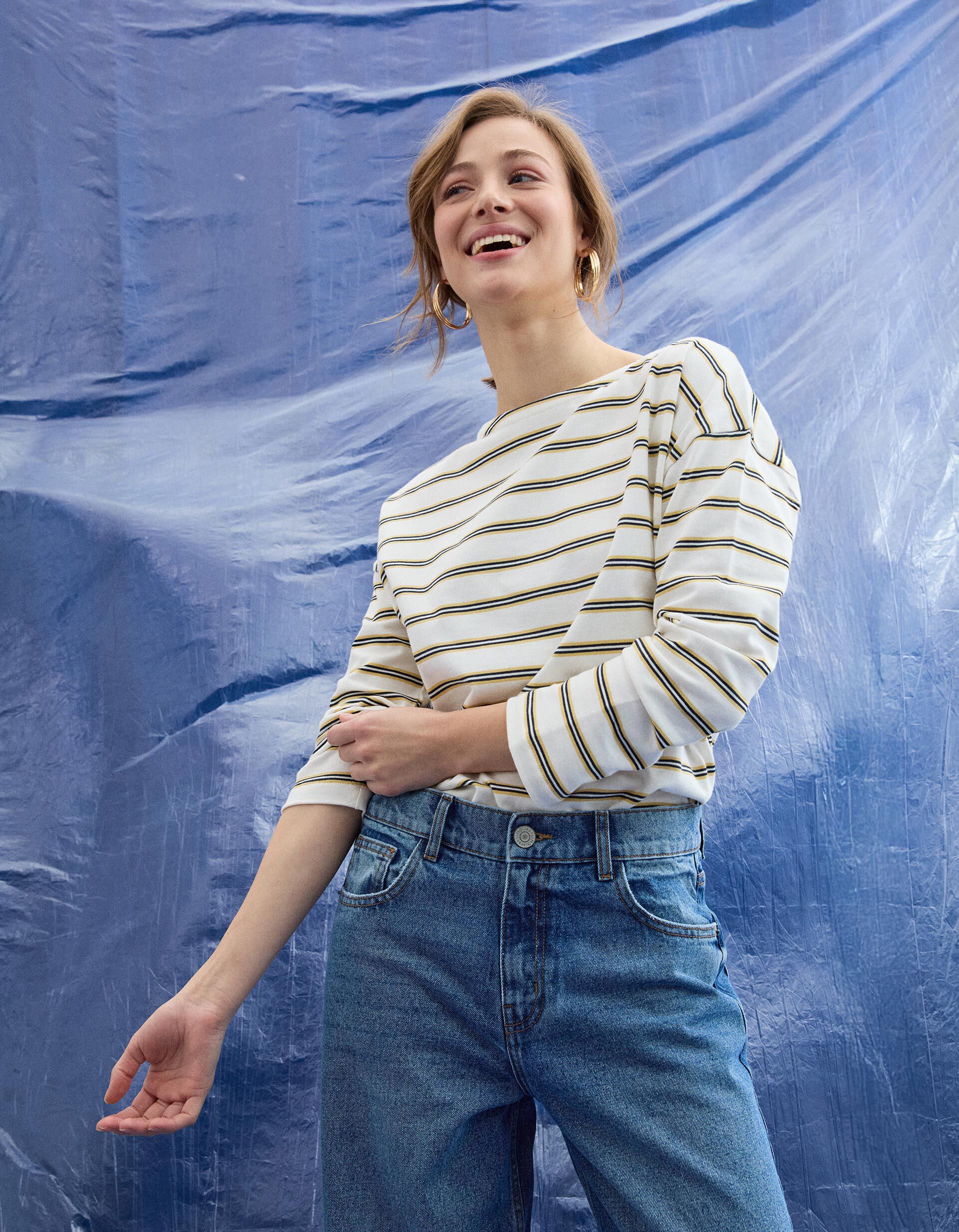 Comprar Online T-shirt Manga Comprida, Mulher, Amarelo Claro