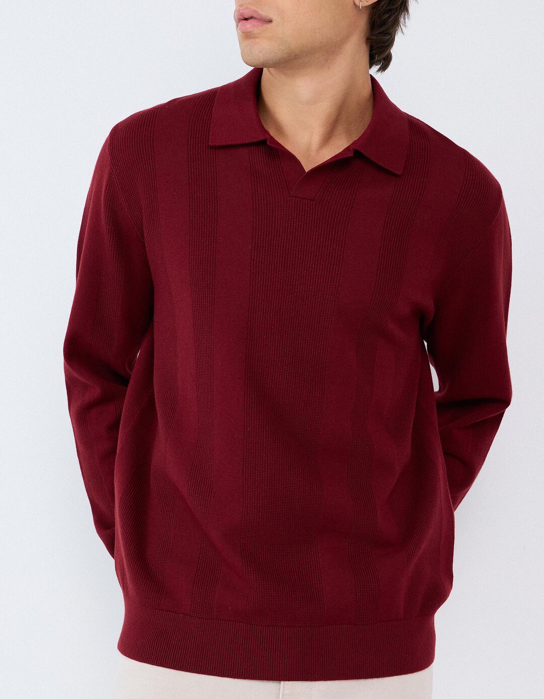 Camisola De Malha, Homem, Vermelho Escuro