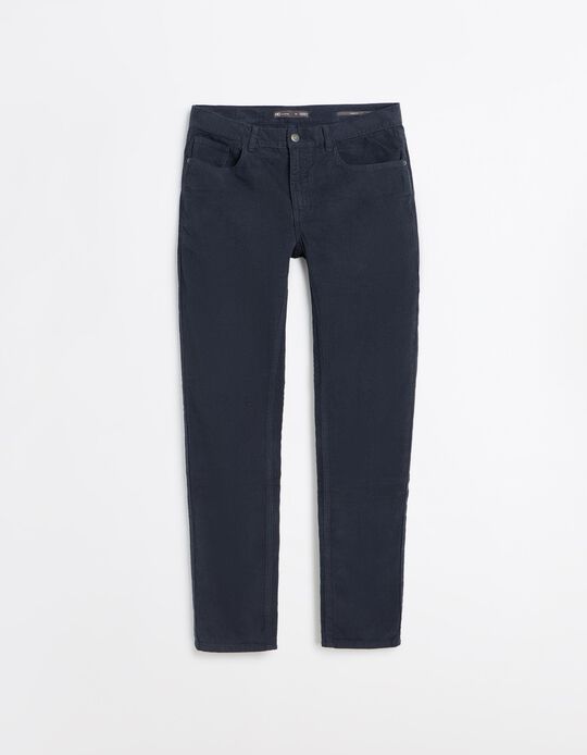 Comprar Online Cal&ccedil;as De Bombazina Slim-Fit, Homem, Azul Escuro