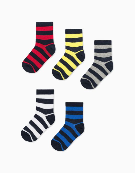 5 Pairs of Socks for Boys 'Stripes', Multicoloured