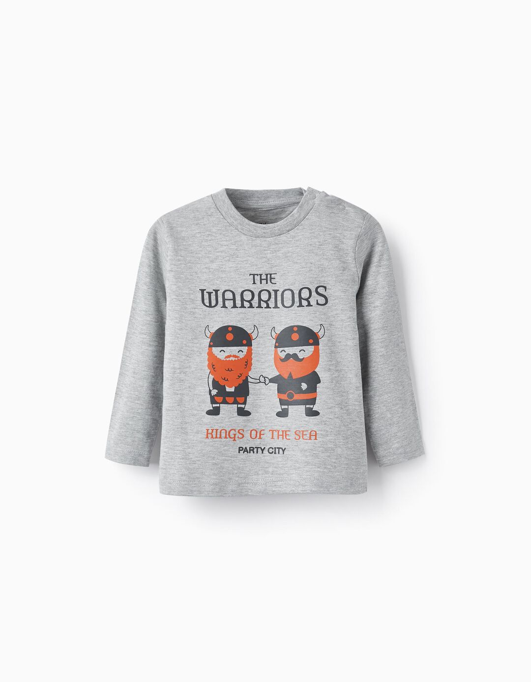 Long Sleeve Cotton T-Shirt for Baby Boys 'Warriors', Grey