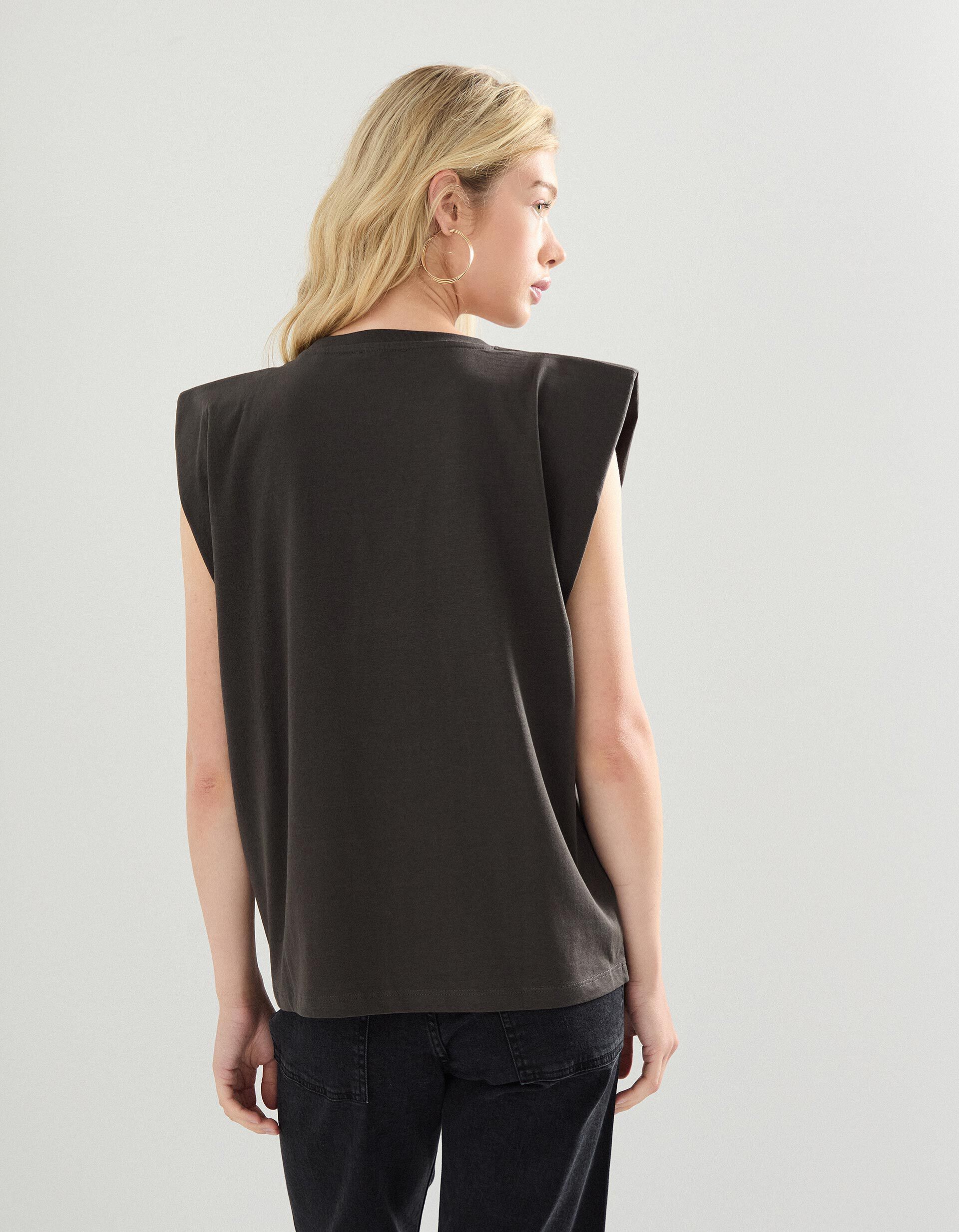 Comprar Online T-shirt sem Mangas, Mulher, Cinzento Escuro 