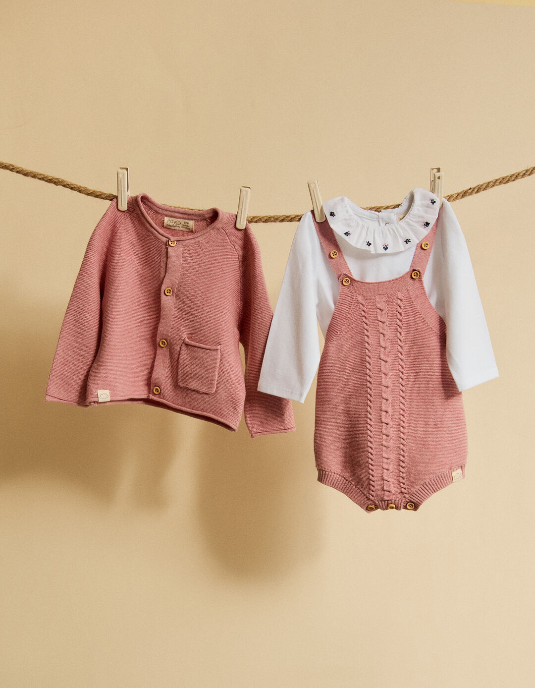 Conjunto Body e Macac&atilde;o, Rec&eacute;m-Nascido, Rosa Claro