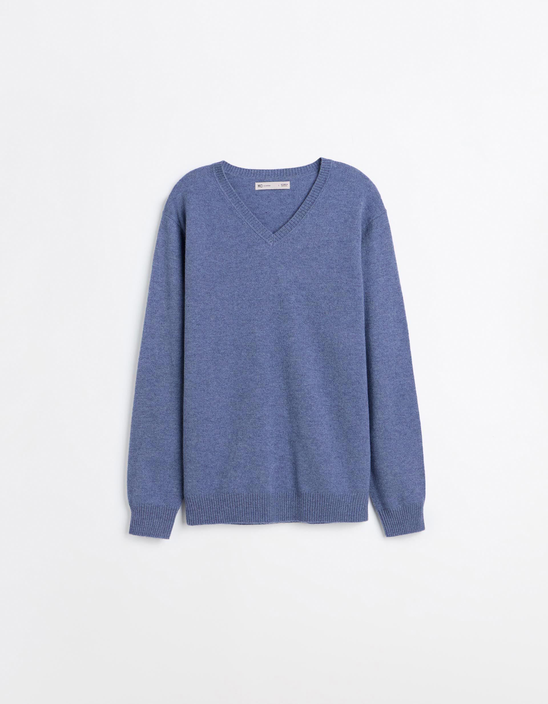 Comprar Online Camisola Com Mistura De L&atilde;, Homem, Azul 