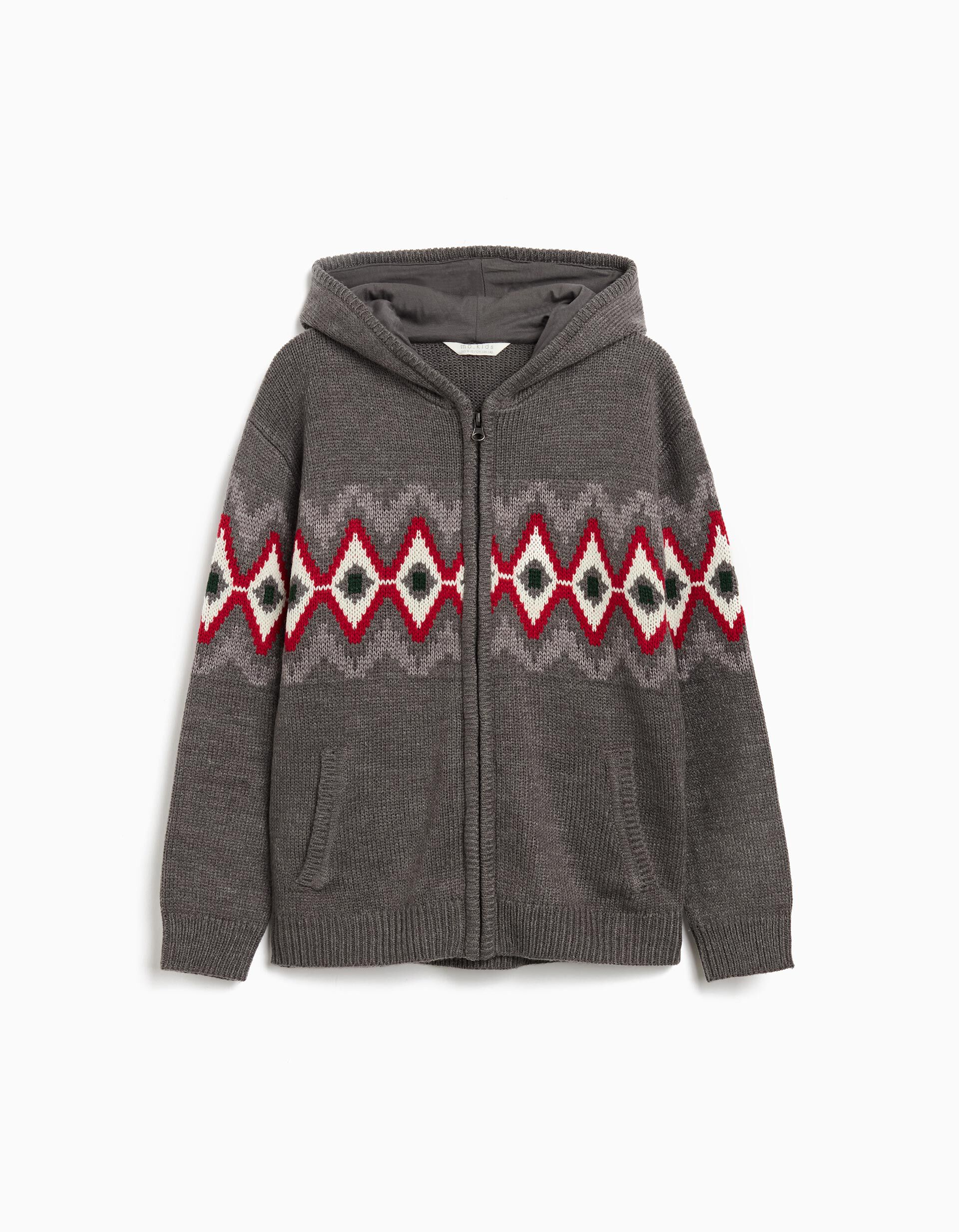 Comprar Online Casaco de Malha com Capuz, Menino, Cinzento Escuro