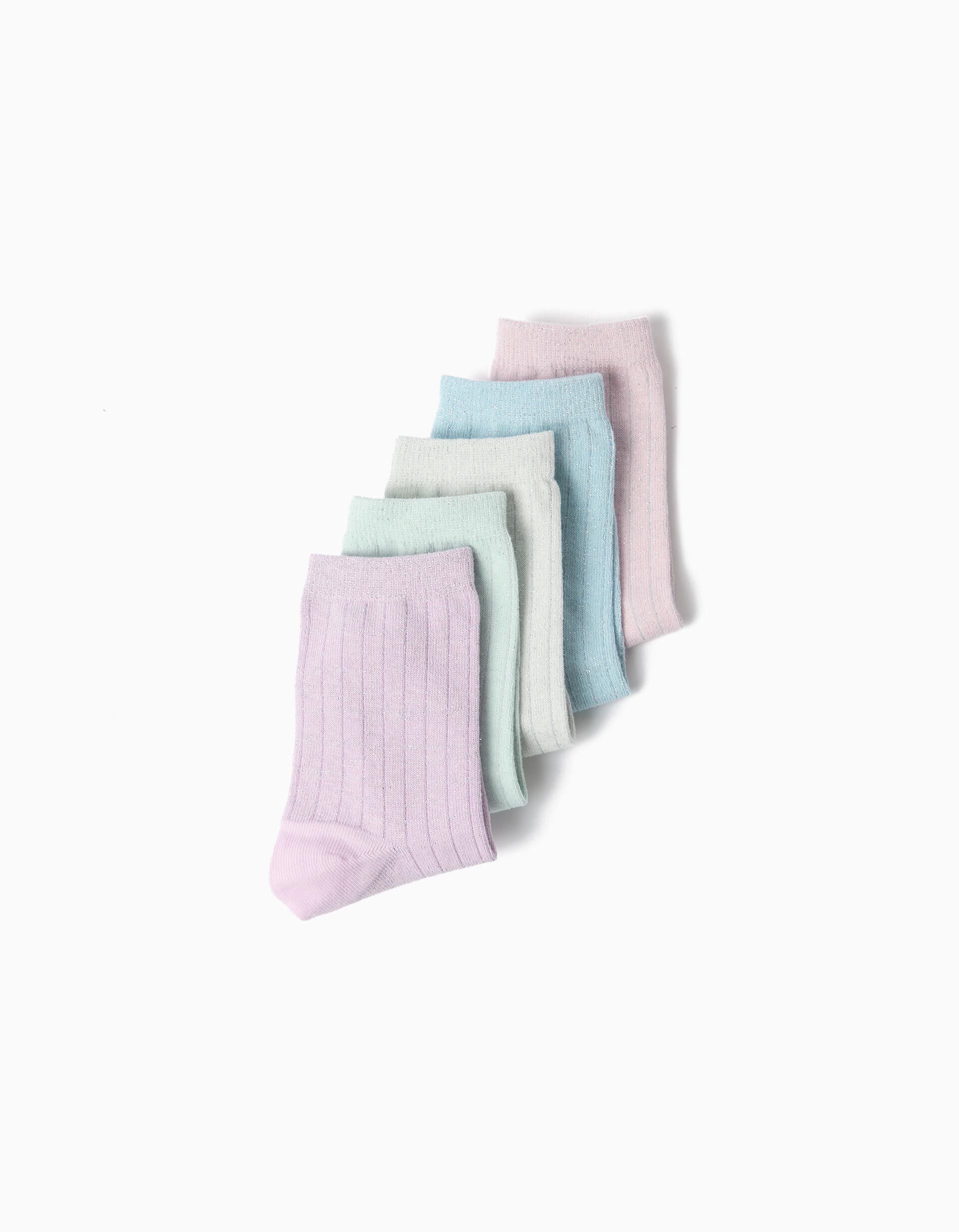 Comprar Online Pack 5 Pares De Meias, Menina, Rosa Claro