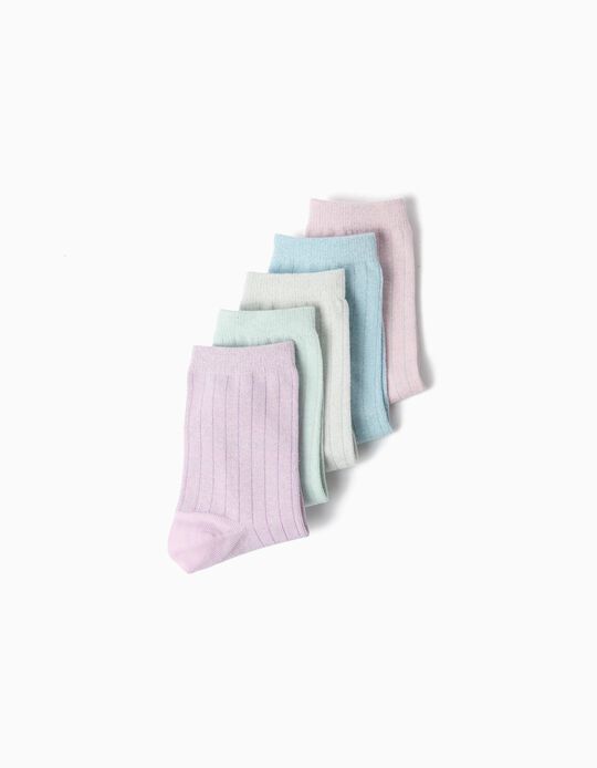 Comprar Online Pack 5 Pares De Meias, Menina, Rosa Claro