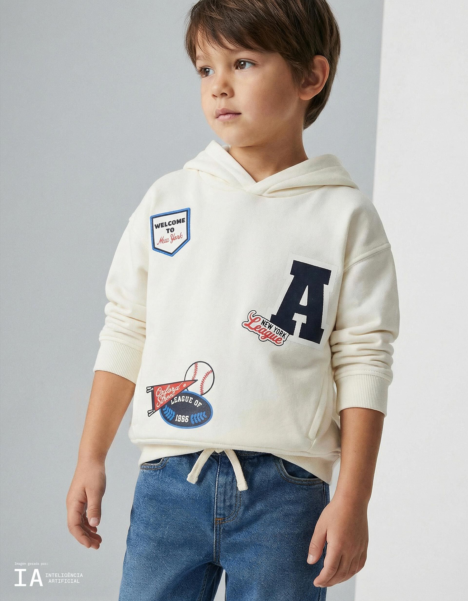 Comprar Online Sweatshirt com Capuz, Menino, Branco