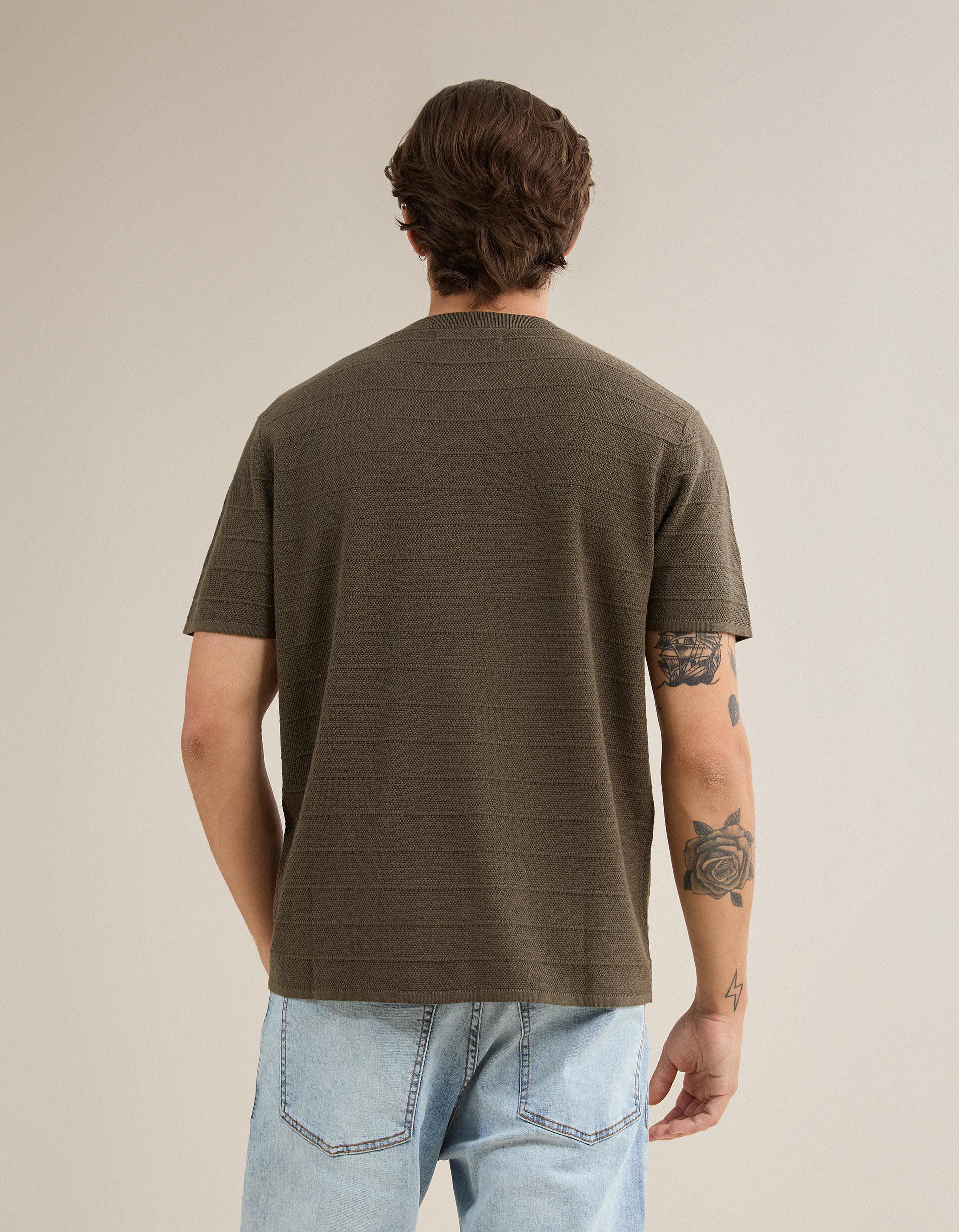 Comprar Online T-shirt Em Malha Tricotada, Homem, Verde Escuro