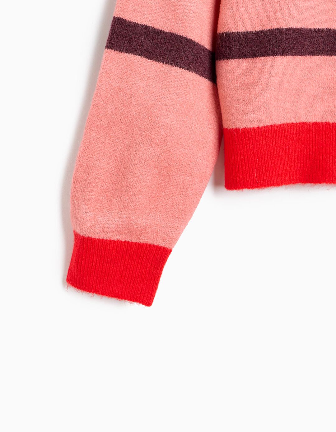 Camisola De Malha &Agrave;s Riscas, Menina, Vermelho Escuro