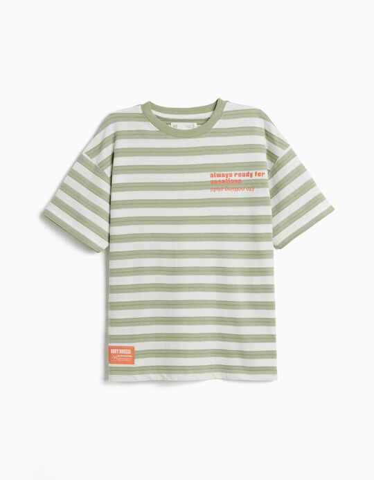 Comprar Online T-shirt &agrave;s Riscas, Menino, Verde Escuro