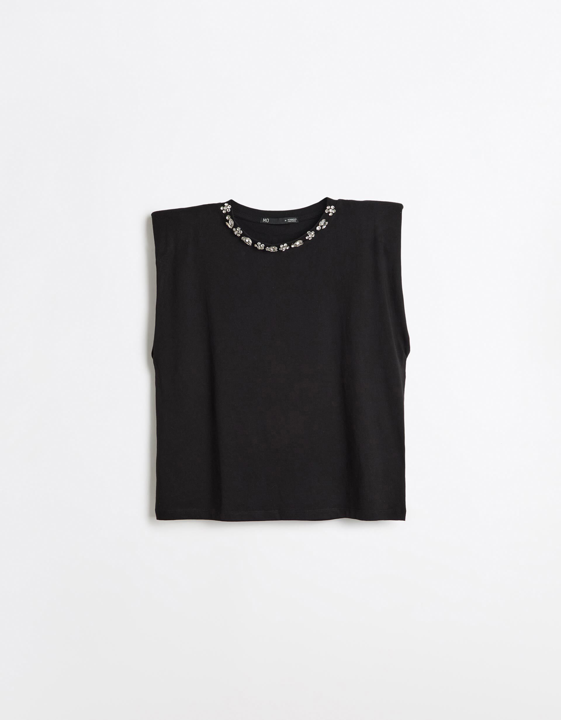 Comprar Online T-shirt Ombreiras Com Brilhos, Mulher, Preto 
