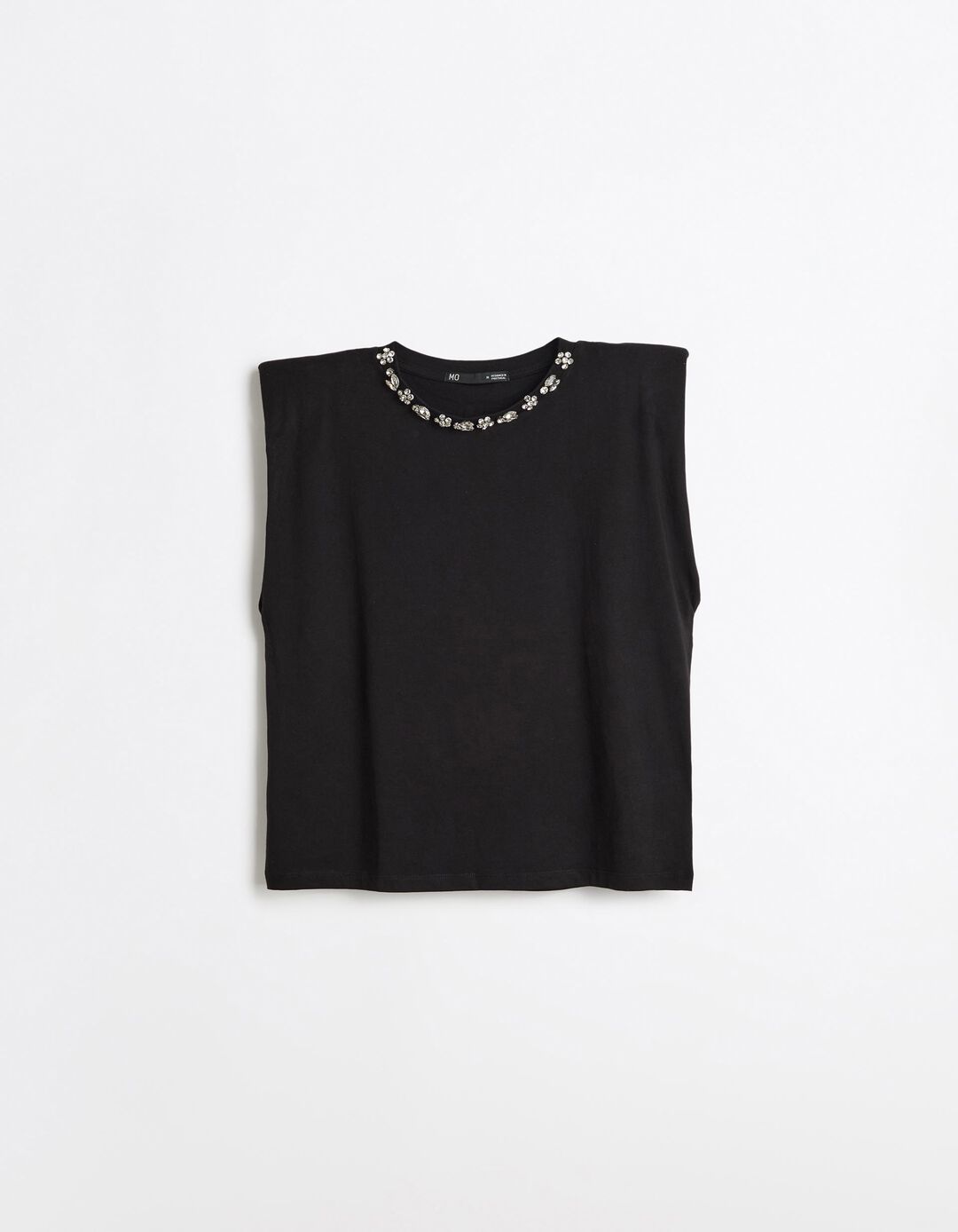T-shirt Ombreiras Com Brilhos, Mulher, Preto 